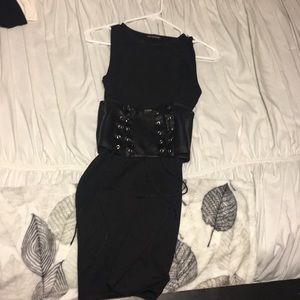 Pretty little thing black lace up dress